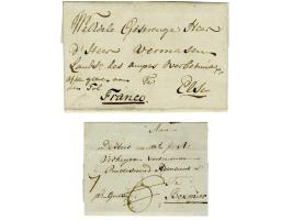 postkoets, frisse brief Arnhem-Elst 1801, geschreven Franco en Af te geeven aan den Tol en omslag Den Haag-Boxmeer (aanduidin