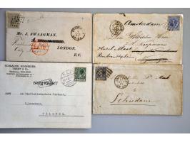 16 poststukken vanaf emissie 1852 w.b. 2 enkelfrankering nr.6 naar Engeland