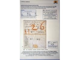 emissie 1852, nrs. 1 (9x) en 2 (18x) met franco-kastjestempels w.b. in afwijkende kleuren en zonder kastje