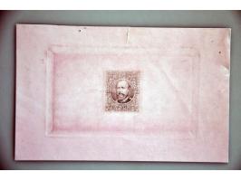 Zegelproef van Delpierre PC nr. 79m op lichtrose geglaceerd papier, fraai ex. ( 2 scheurtjes in rand)