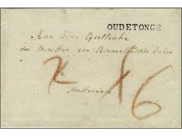  OUDETONGE Massonstempel pracht afdruk op frisse brief 3 oogstmaand 1810 naar Amsterdam, porty 1+1+4 maakt 6 St., zeldzaam st