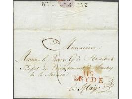 7 poststukken met departementstempels 1811-1813 w.b. combinatie met distributie ZVVAMMERDAM, 122 HEERENVEEN op wikkel met bri