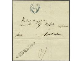 HILVERSUM distributiestempels, afdruk houten stempel (omslag 1841, slechts enkele afdrukken bekend) en rondstempel in rood (o