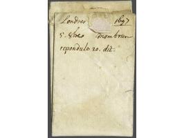 Complete frisse (Franstalige) brief van Londres 5 octob 1697 naar Bruxelles, port VI sols