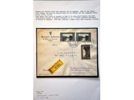 kleine collectie met o.a. proef in zwart op kartonpapier (PC nr. 9) en enkele Moesman herdrukken, keurig opgezet op bladen