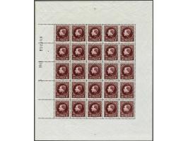 Albert I type Montenez 50 frank roodachtig wijnrood in compleet velletje van 25 ex., cat.w. 1000