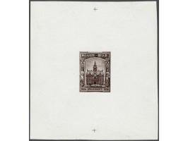 Blok Borgerhout 70 centiem bruin met variëteit geheel ongetand en specimen opdruk, pracht ex. zonder gom, cat.w. 400