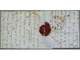 5 cent blauw plaat I pos. 22 met velrand op vouwbrief van Gouda 4-10-1852 naar Rotterdam, pracht ex.