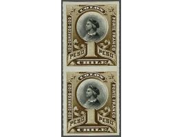 Columbus 1 peso brown and black in vertical pair with variety imperforated in between, very fine