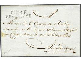  P.118.P. BEVERWIJK pracht afdruk op brief Membre de l'Église Israeliques 21 Fevrier 1812 naar Amsterdam, portvrij