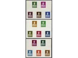Chiang Kai Shek 10 cents - 20 dollars with variety imperforated in 3 minisheets originating from booklet, fine/very fine (1 e