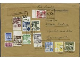 Lansa 5 centavos - 5 pesos on first day cover 22-6-1950 to Barranquilla (arrival mark on reverse) with cancel Correo Aereo vi