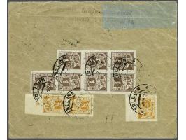 Workers ½ mark orange imperforated (4x), 1 mark browm imperforated (8x including block of 7), 2 mark green imperforated, 2½ m