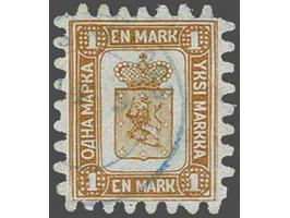 Coat of Arms 1 mark yellow brown with roulette perforation type B, fine/very fine (1 tooth tip missing) with 1997 Lasse Niels