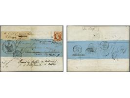Napoleon III 40 centimes orange on 7 times redirected registered wrapper from Villefrance 29-1-1860, fine (wrapper vertical c