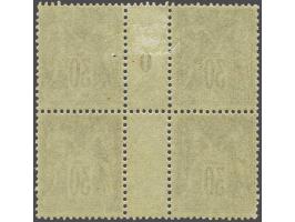 Paix et Commerce 30 centimes brown yellow type II in interpanneau block of 4 with millésime 0 and without millésime, very fin