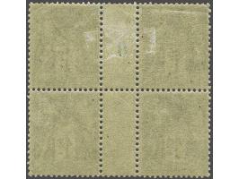 Paix et Commerce 1 franc olive type II in interpanneau block of 4 with millésime 0 and without millésime, very fine (upper pa