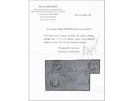 1 centime green olive, 4 centimes violet grey and 20 centimes blue on cover from Hagenau 2-2-1870 to Basel (CH), fine/very fi