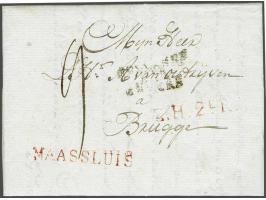  MAASSLUIS pracht afdruk MASSONSTEMPEL in rood met C.H. 2e R.  op frisse brief naar Brugge 14 juni 1810 met zwak grensstempel