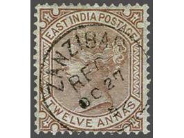 India 12a. venetian red with a superb strike of the Zanzibar REG cds (SG type Z6), very fine ex., cat.v. £ 250 