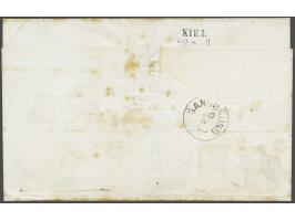 Coat of Arms 4 skilling blue and 8 skilling carmine on cover from Drammen 13-6-1868 over Sandøsund and Kiel to Purmerend (Net