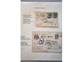 Postcard 3 kopeke red 1917 franked with Coat of Arms 1 kopeke orange to Las Cascades (Canal Zone), redirected many times in v