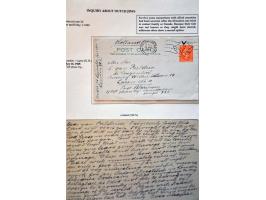Postcard 3 kopeke red 1917 franked with Coat of Arms 1 kopeke orange to Las Cascades (Canal Zone), redirected many times in v
