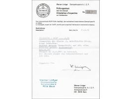 Sitting Helvetia 1 frank gold on granite paper (Zst. nr. 52), very fine used with 1981 Werner Liniger certificate, cat.v. 110