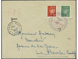 World War II Festung Lorient, 70 and 80 c. with overprint Festung Lorient on letter with purple cancel FESTUNG LORIENT ZENSUR
