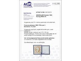 Definitieve kleurproef in donkergeeloranje zonder gom van de 15 cent pos. 1 (Brandsma: 5e proef), pracht ex. met certificaat 