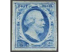 5 cent blauw plaat V pos. 29, pracht ex. met originele gom en plakkerrestje met certificaat Vleeming 2019 (gom licht vlekkeri