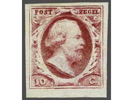 10 cent karmijn plaat I pos. 46, fris pracht ex. met certificaat NVPH 1977, cat.w. 675