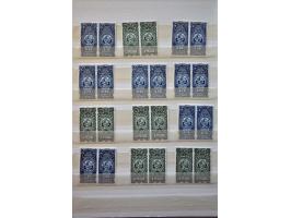 fiscals 1878, proofs in different denominations and colours, 35 pairs on carton paper