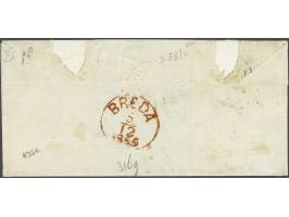 5 cent donkerblauw plaat III pos. 78 met velrand op briefomslag van Den Haag 4-12-1855 via Breda naar een Brigadier der Marec