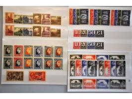 Opruimingsuitgifte 10 op 17½ cent ultramarijn en bruin en 10 op 22½ cent bruin en olijfgroen met hoekvelrand en drukkertekens