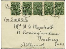 10 cent rood plaat X pos. 44 en 49-50 in onregelmatige strip van 3 op briefvoorzijde van Zaandam 10-8-1864 naar Danzig, prach