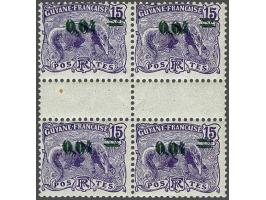 Giant ant-eater overprint 0,04 (Fr) on 15 centimes with the error double overprint (surcharge doublée) in a fine to very fine