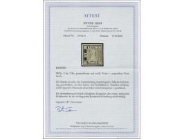 1 kreuzer black  plate I, very fine unmounted mint with 2000 Peter Sem certificate and signed Hermann, cat.v. 1800