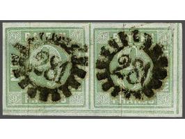 9 kreuzer blue green type III in pair with Mühlrad cancellation 281 from Regensburg, very fine with 2000 Peter Sem certificat