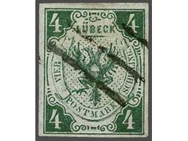 Coat of Arms 4 schilling dark green, very fine used, cat.v. 750