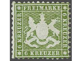 Coat of Arms 6 kreuzer green perforated 10, fine/very fine mounted mint, cat.v. 600