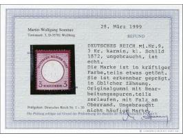 Small Breast shield 3 kreuzer carmine, fine/very fine with 1999 Martin-Wolfgang Sommer certificate: Die Marke ist in kräftige