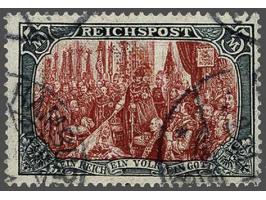 Reichspost 5 mark green black and carmine type II, very fine, cat.v. 500