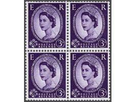 Wilding 1959 3d deep violet - Dollis Hill Phosphor Trial - a block of four on gummed crowns watermarked (sideways left) paper