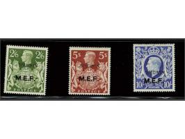 M.E.F. 2s.6d, 5s. and 10 s. all overprinted Specimen, a very fine and scarce set, cat. v. ca. £ 600 