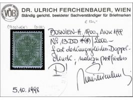 Coat of Arms, 5 heller green (2x, one with certificate Ferchenbauer, nearly unmounted mint), 10 heller red used on piece and 