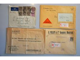 mooie collectie poststukken (ruim 750 ex.) w.b. firmapoststukken, retour, censuur, aangetekend, telegrammen etc. in 11 albums