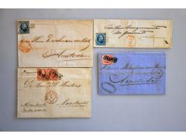 emissie 1864, collectie van ruim 100 poststukken w.b. buitenlandse bestemmingen (o.a. 2x grenstarief, 2x 2 ex. nr. 6 en 1 ex.