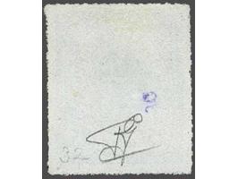 Coat of Arms 25 centimes blue with coloured roulette perforation, very fine without gum signed Goebel and with 2016 Lars Bött