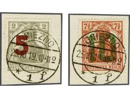 Poznan Provisionals 5 and 10 fen on piece, very fine signed Koopman, cat.v. 400